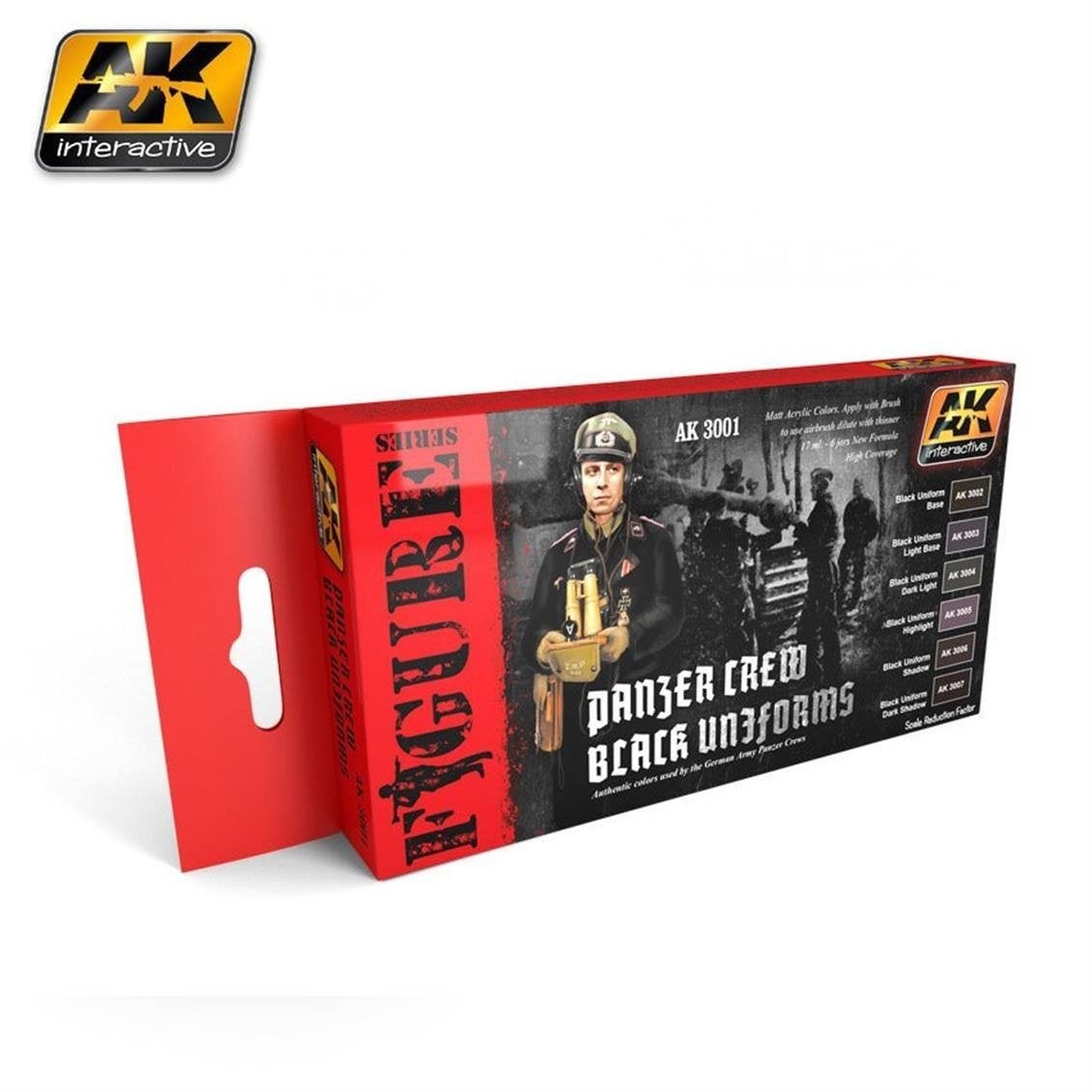 AK 3001 6x17 ml. Tank Mürettebatı Siyah Üniforma Renkleri, Akrilik Model Boyası Seti