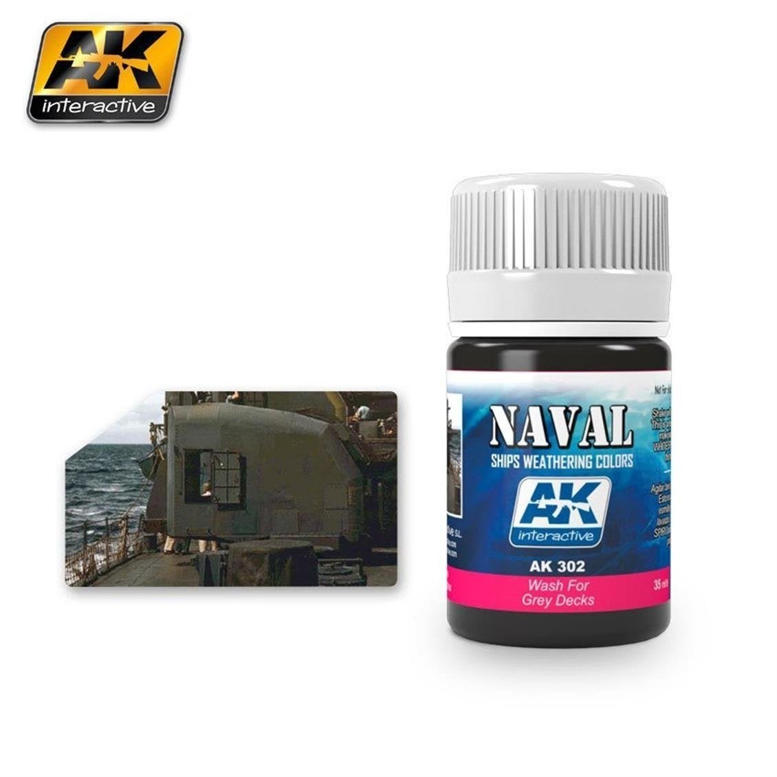 AK 302 35 ml. Gri Güverteler Eskitme Efekti, Wash Serisi Enamel Model Boyası