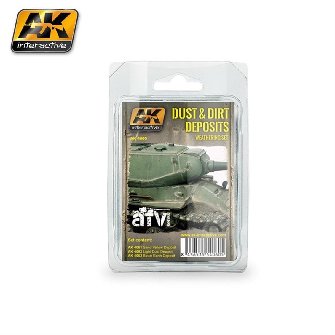 AK 4060 3x35 ml. Toz ve Kir Tortuları Eskitme Efekti, Enamel Model Boyası Seti