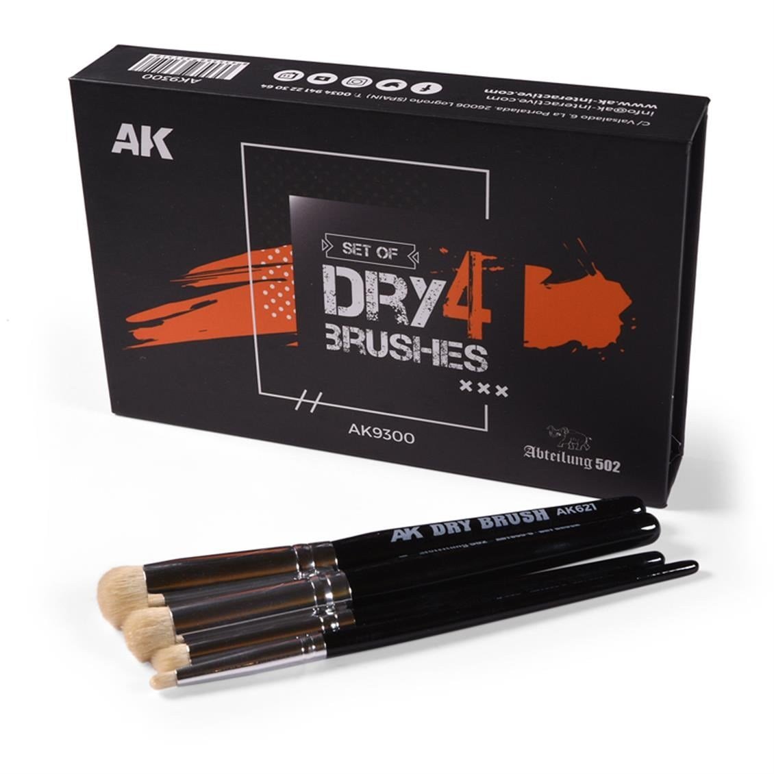 AK 9300 Dry Brush Fırçaları Seti, 4 Adet