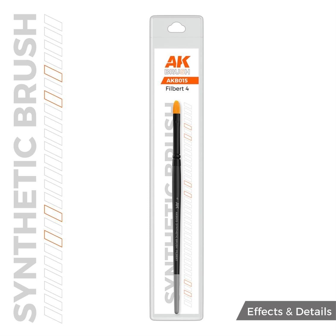 AK AKB015 No.4 Oval Uclu, Sentetik Kıllı Boya Fırçası