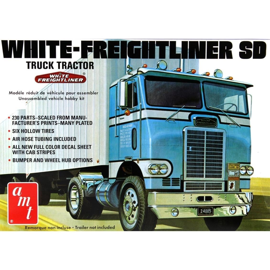 AMT 1004 1/25 Ölçek, White Freightliner Single Drive Tır Çekici, Plastik Model kiti