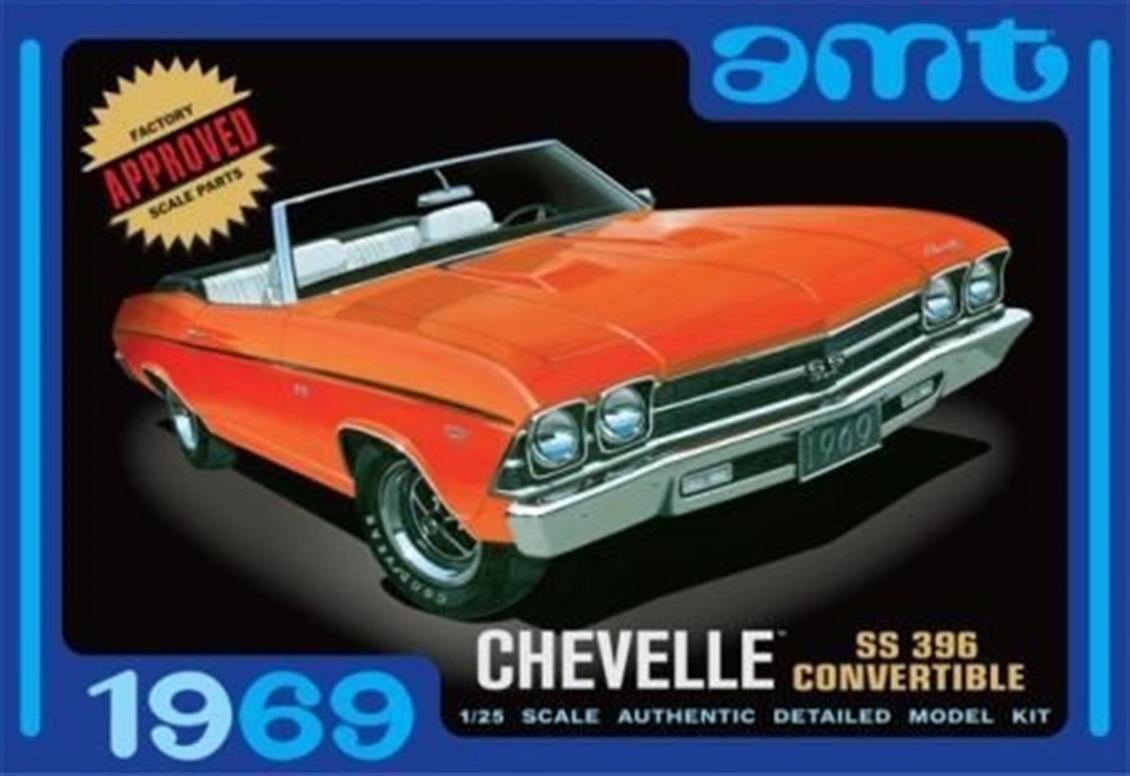 AMT 828 1/25 Ölçek, 1969 Chevelle Convertible Araba, Plastik Model kiti