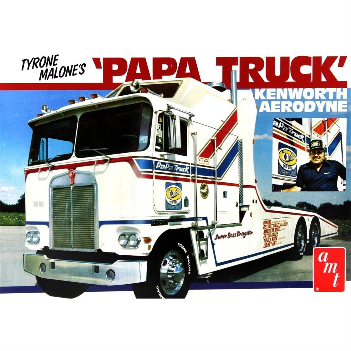 AMT 932 1/25 Ölçek, Tyrone Malone's Papa Truck Kenworth Aerodyne Tır Çekici, Plastik Model kiti