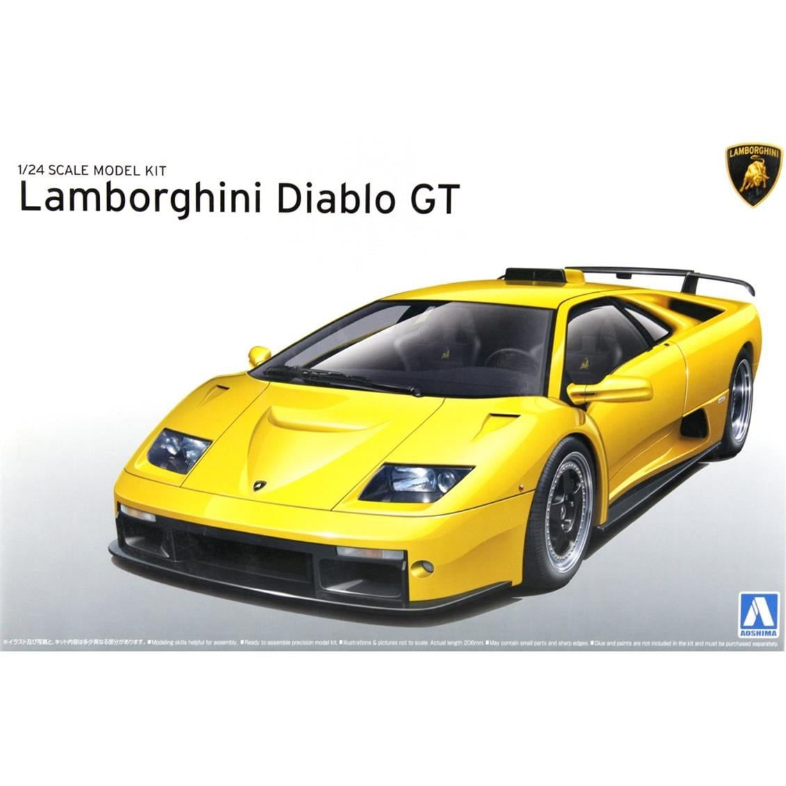 Aoshima 01050 1/24 Ölçek, Lamborghini Diablo Gt, Plastik Model kiti