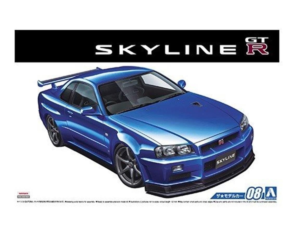 Aoshima 05159 1/24 Ölçek, Nissan Bnr34 Skyline Gt-R V-Specii 02, Plastik Model kiti