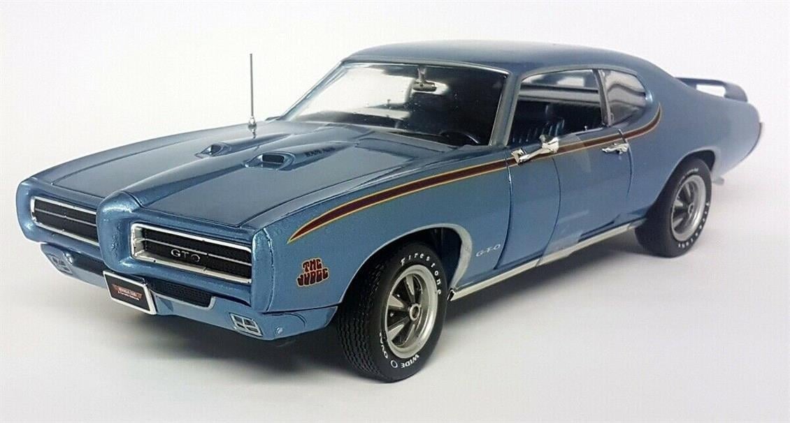 Autoworld 1171 1/18 Ölçek, 1969 Pontiac GTO Judge, Mavi, Sergilemeye Hazır Metal Araba Modeli