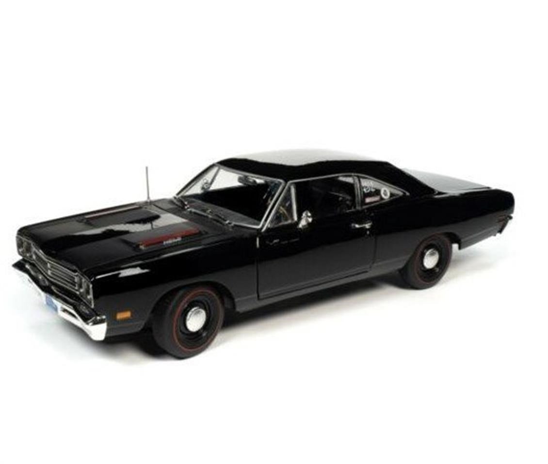 Autoworld 1213 1/18 Ölçek, 1969 Plymouth Roadrunner Sert Tavan, Siyah, Sergilemeye Hazır Metal Araba Modeli