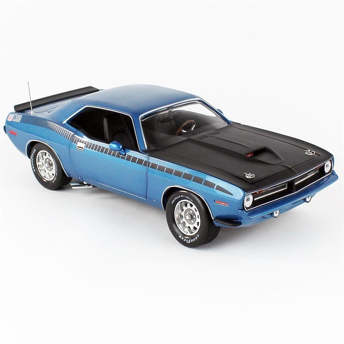 AutoWorld AMM1225 1/18 Ölçek, 1970 Plymouth AAR Cuda 3406, Blue, Sergilemeye Hazır Metal Araba Modeli