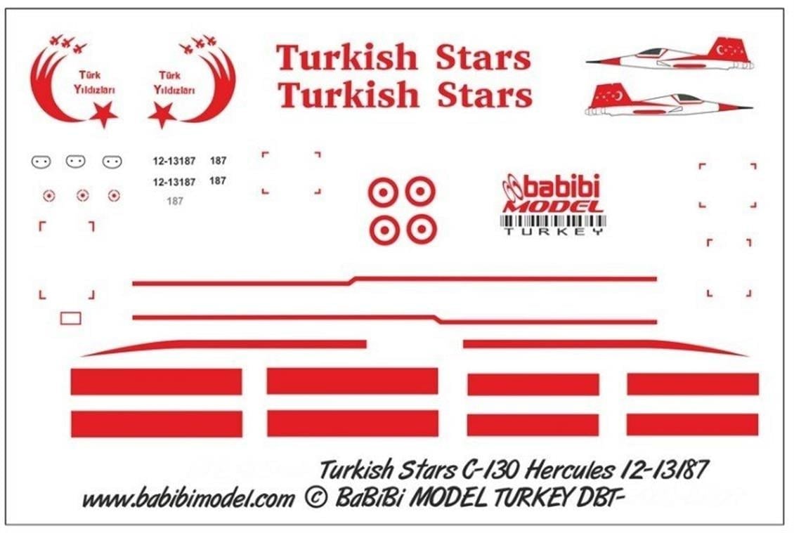 Babibi DBT01027 1/72 Ölçek, C-130 Hercules, Türk Yıldızları, Dekal Çıkartma