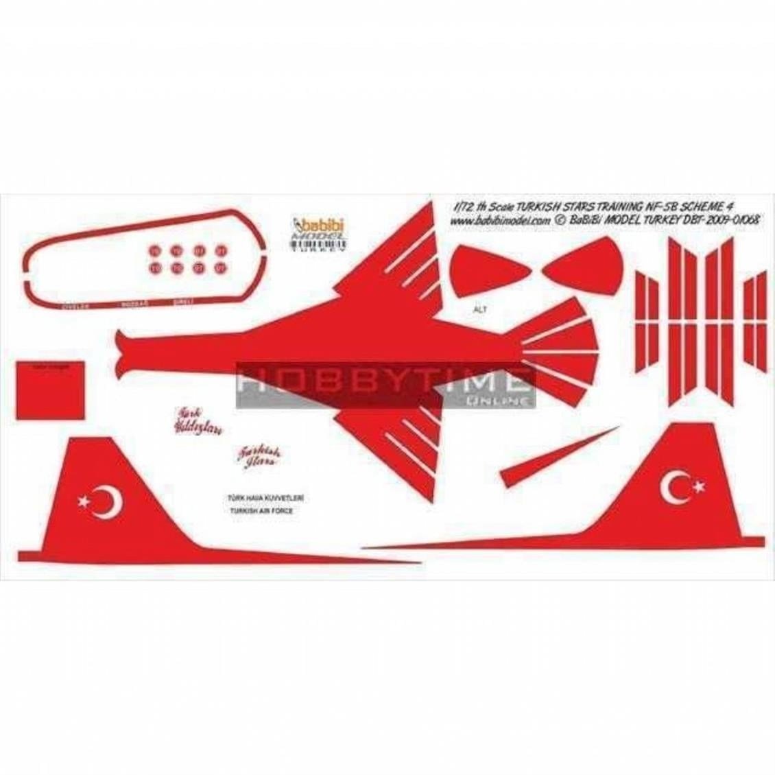 Babibi DBT01068 1/72 Ölçek, Türk Yıldızları Training-4, Dekal Çıkartma