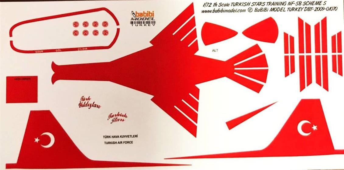 Babibi DBT01070 1/72 Ölçek, Türk Yıldızları Training-5, Dekal Çıkartma