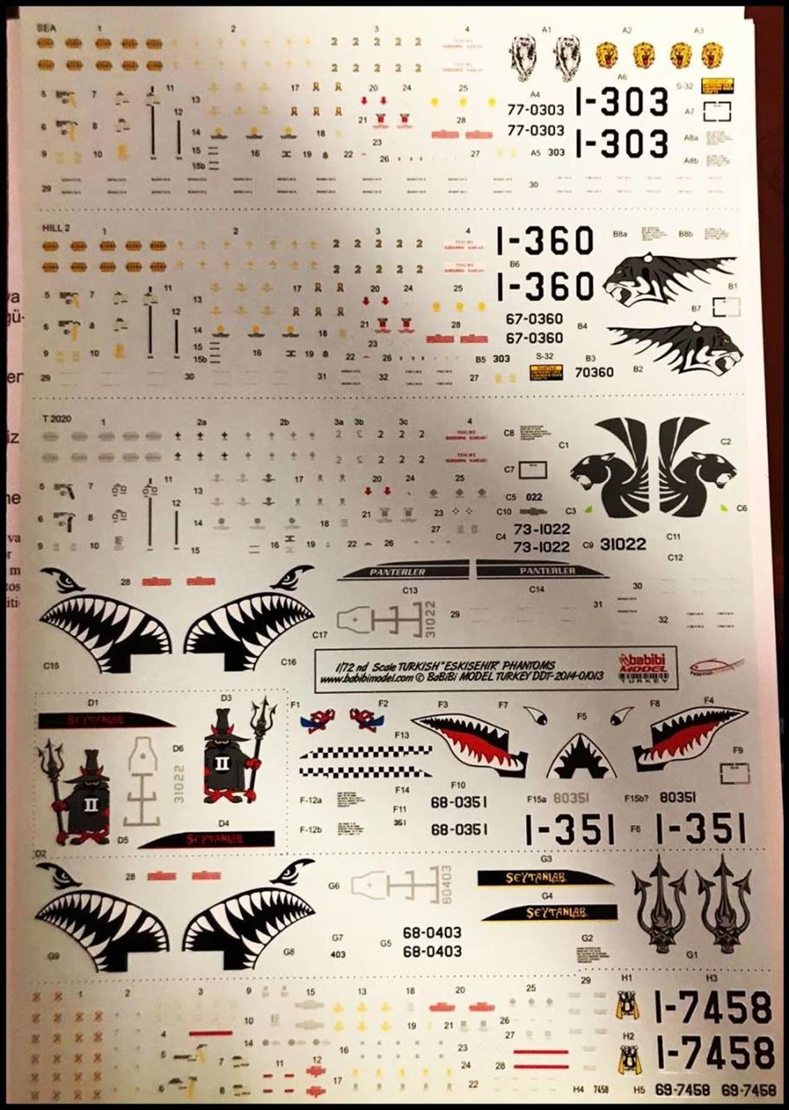 Babibi DDT01013 1/72 Ölçek, Türk Eskişehir Phantomları-3, Dekal Çıkartma