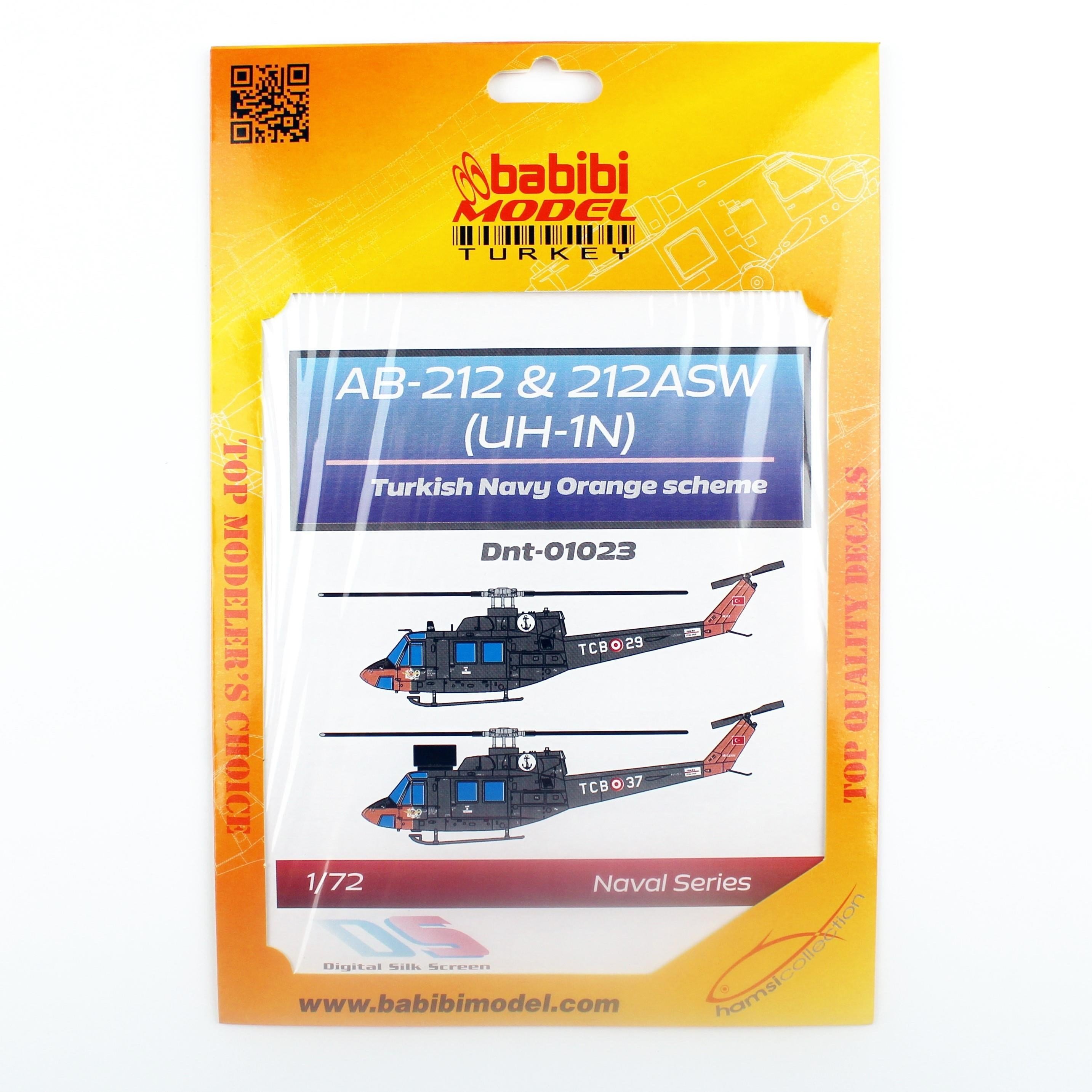 Babibi DNT01023 1/72 Ölçek, AB-212 & AB-212 ASW ( UH-1N) Türk Deniz Kuvvetleri Decal Çıkartma
