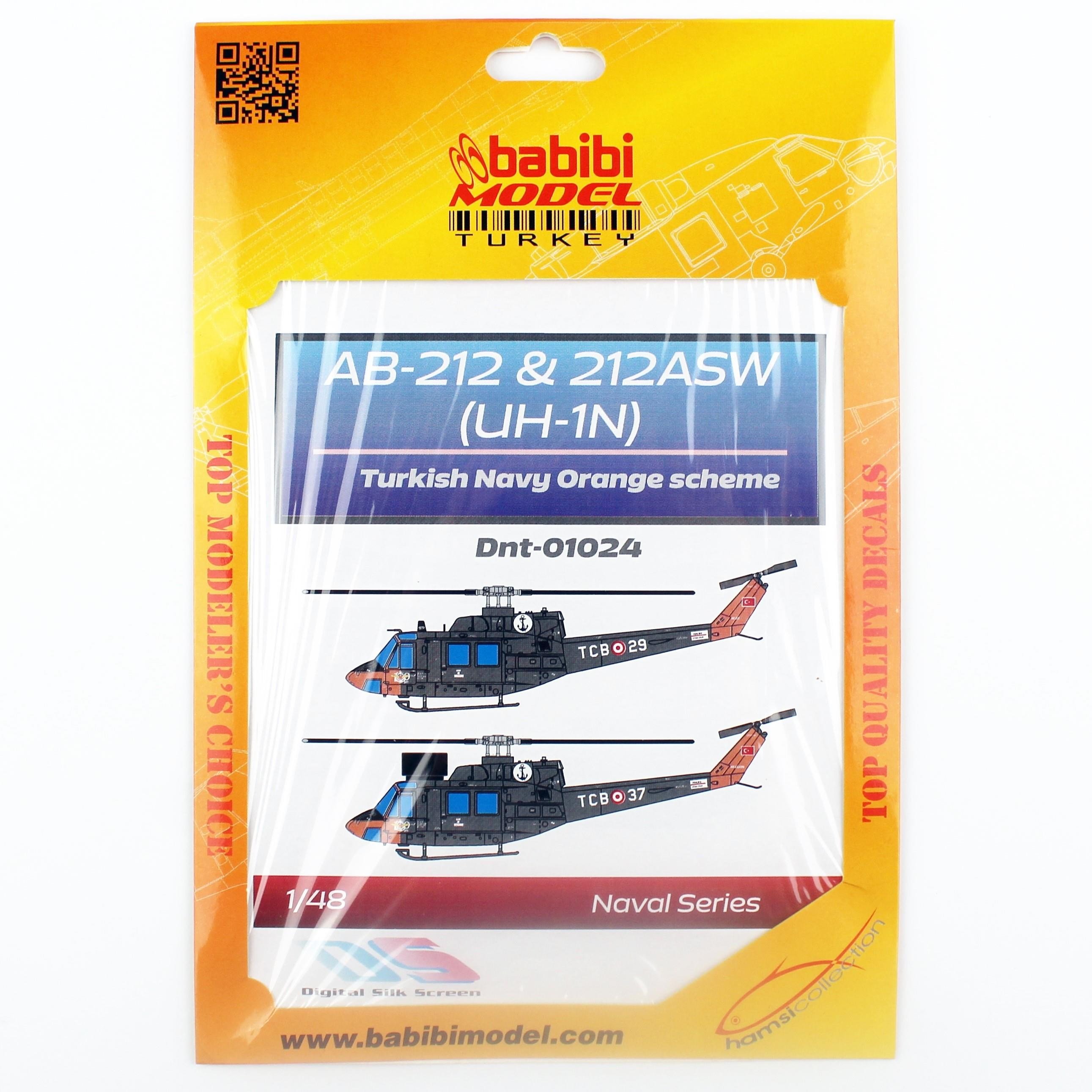 Babibi DNT01024 1/48 Ölçek, AB-212 & AB-212 ASW ( UH-1N) Türk Deniz Kuvvetleri Decal Çıkartma
