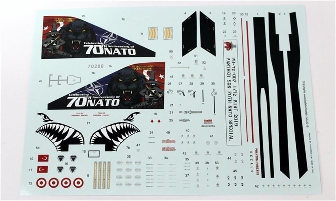 Babibi PB72007 1/72 Ölçek, Turaf F-4E, Nato 70.Yıl Özel Şema, Dekal Çıkartma