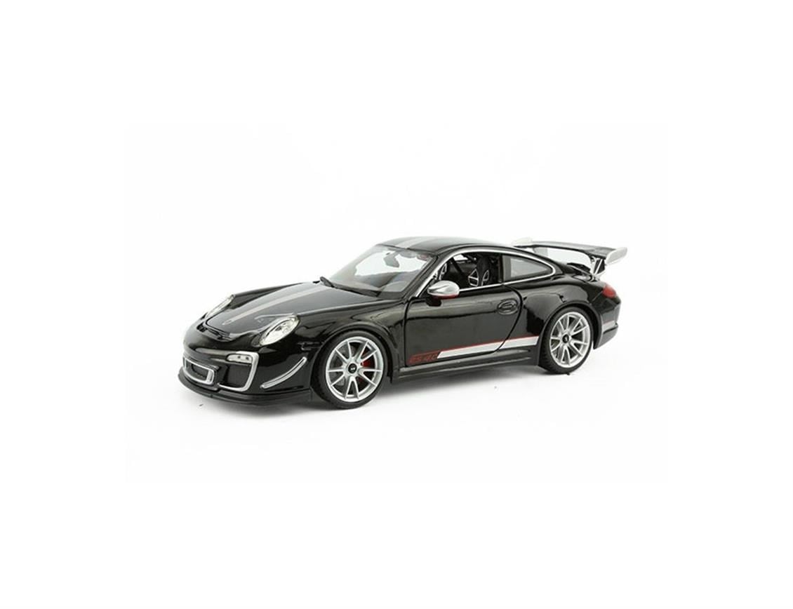 Bburago 11036 1/18 Ölçek, 2012 Porsche GT3 RS 4.0, Siyah-Gümüş, Sergilemeye Hazır Metal Araba Modeli