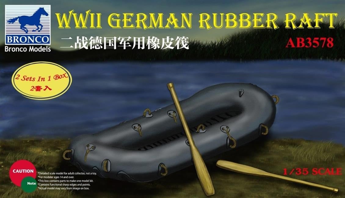 Bronco AB3578 1/35 Ölçek, WWII German Rubber Raft, Plastik Model kiti