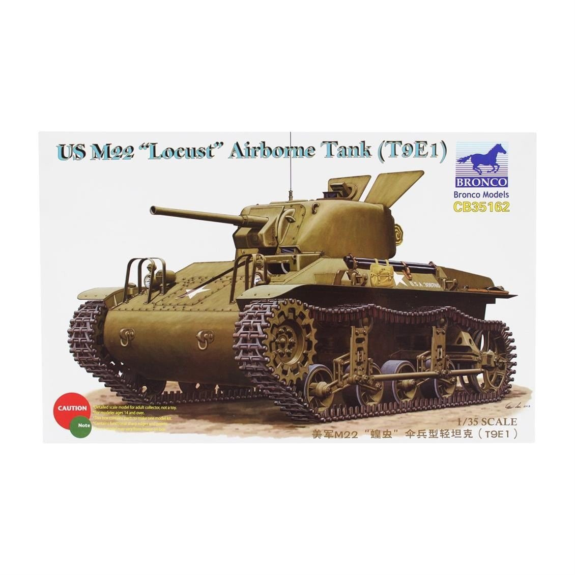 Bronco CB35162 1/35 Ölçek, US M22 Locust Airborne Tank(T9E1), Plastik Model kiti