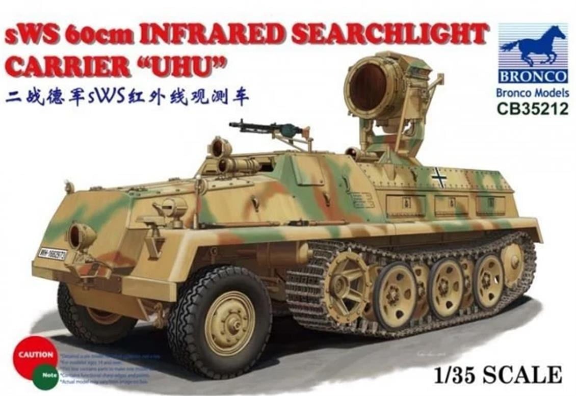 Bronco CB35212 1/35 Ölçek, sWS 60cm Infrared Searchlight Carrier, Plastik Model kiti