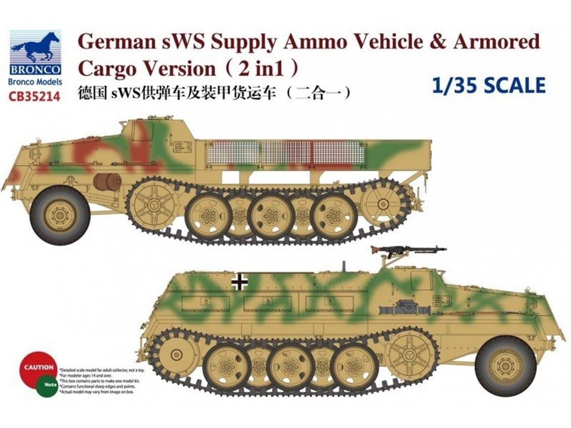 Bronco CB35214 1/35 Ölçek, German sWS Supply Ammo Vehicle and Ar, Plastik Model kiti