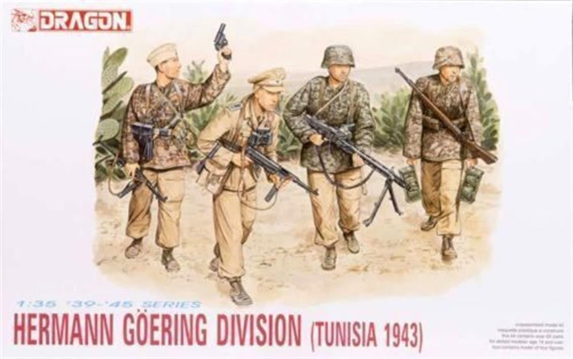 Dragon 6036 1/35 Ölçek, Hermann Göring Tümeni (Tunus 1943) Asker Figürleri Plastik Model Kiti