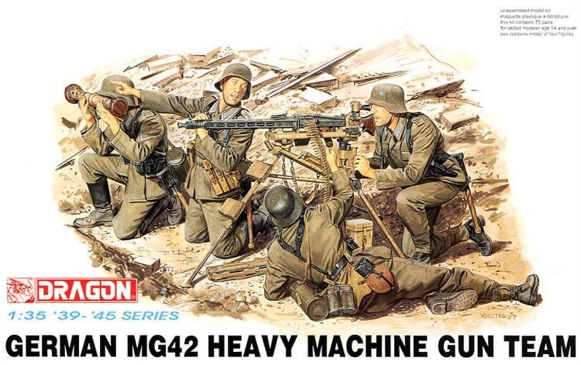 Dragon 6064 1/35 Ölçek, Alman MG42 Ağır Makineli Tüfek Takımı Asker Figürleri Plastik Model Kiti