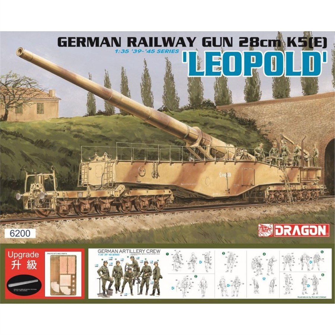 Dragon 6200 1/35 Ölçek, Alman Demiryolu Topu 28cm K5(E) (Leopold), Plastik Model Kiti