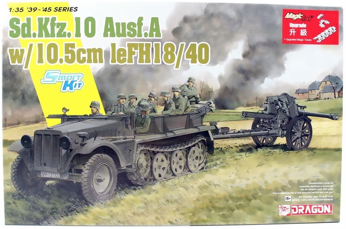 Dragon 6939 1/35 Ölçek, Sd.Kfz. 10 Ausf. A w/le.FH.18/40 Yarı Paletli Personel Ttaşıyıcı ve Top Arabası Plastik Model Kiti