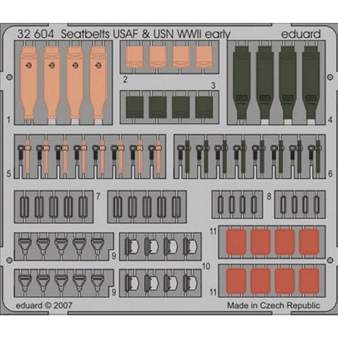 Eduard 32604 1/32 Ölçek, Seatbelts Usaf & Usn WWII Early