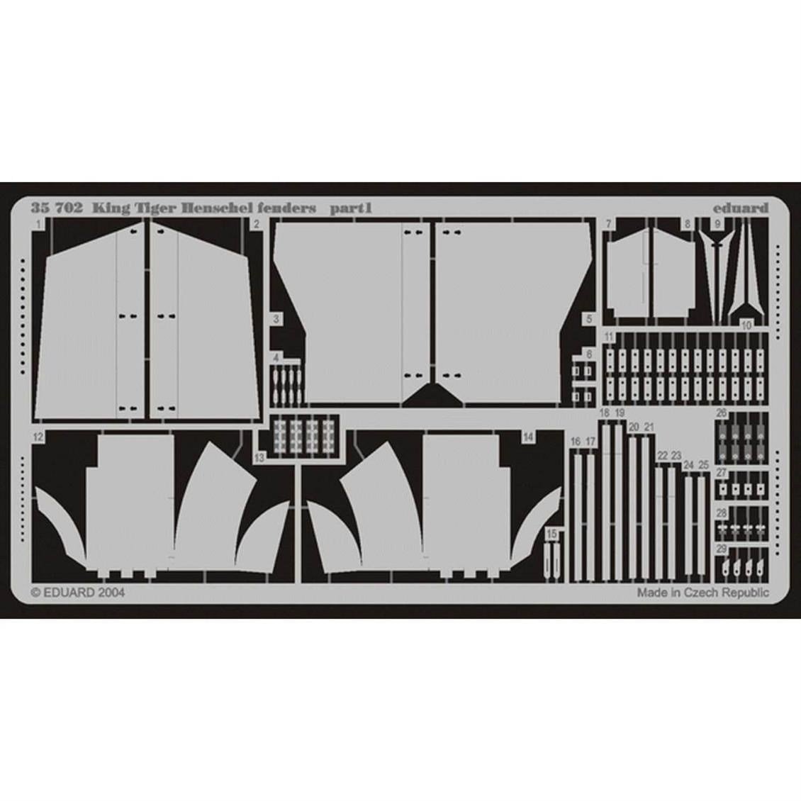 Eduard 35702 1/35 Ölçek, King Tiger Henschel Fenders For