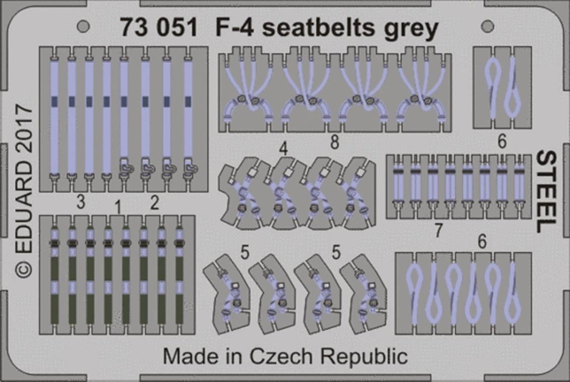 Eduard 73051 1/72 Ölçek, F-4 Seatbelts Grey Steel Maket D