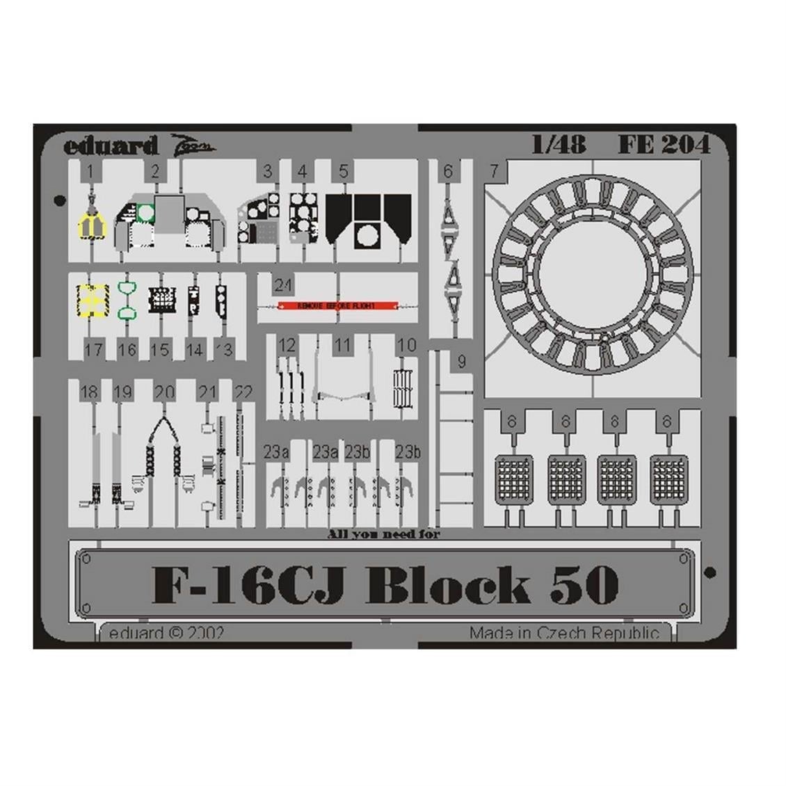 Eduard Fe204 1/48 Ölçek, F-16Cj Block 50 For Hasegawa Mak