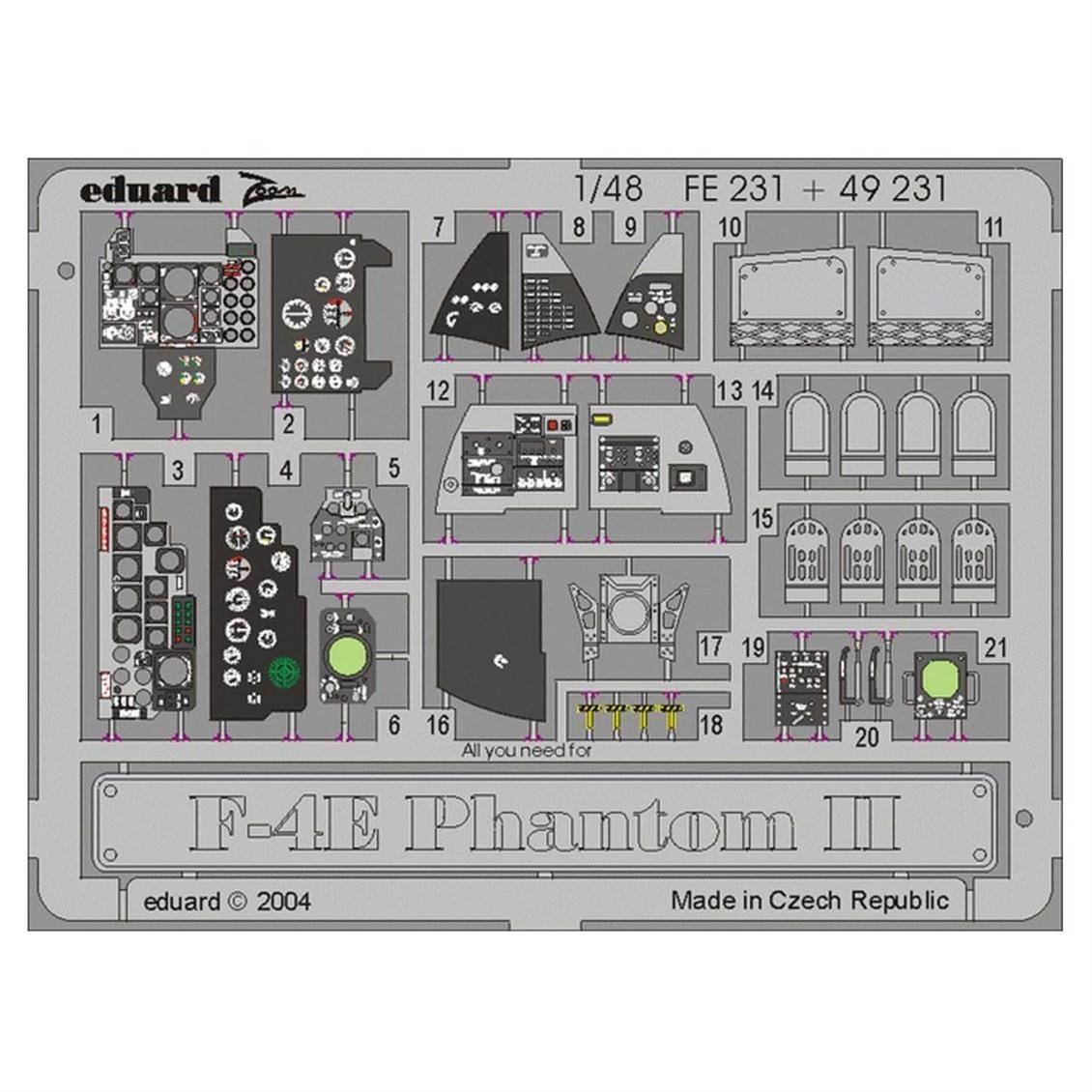 Eduard Fe231 1/48 Ölçek, F-4E For Hasegawa Maket Detay Se