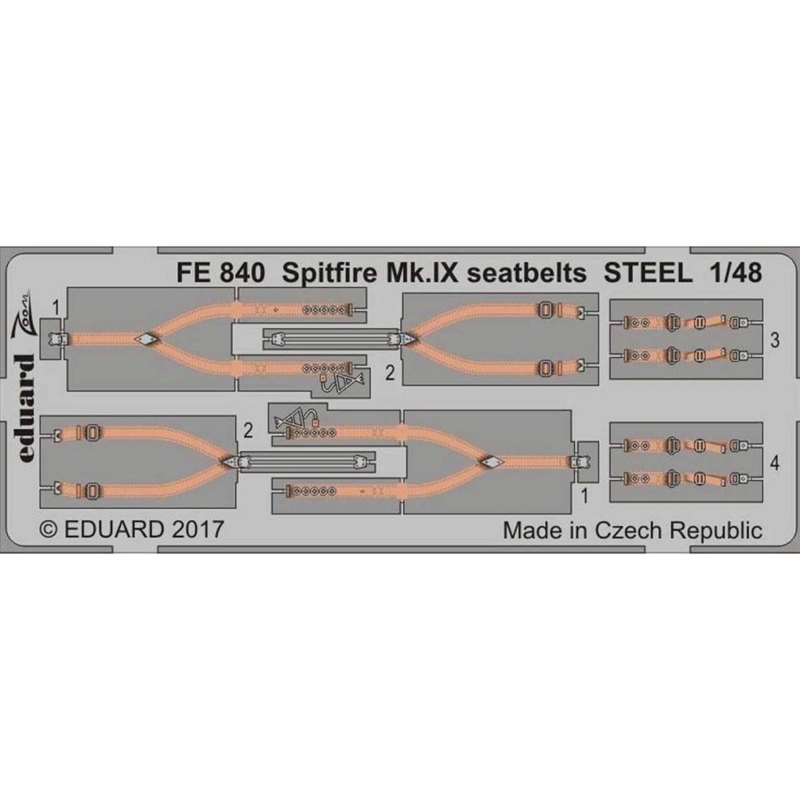 Eduard Fe840 1/48 Ölçek, Spitfire Mk.Ix Seatbelts Steel F