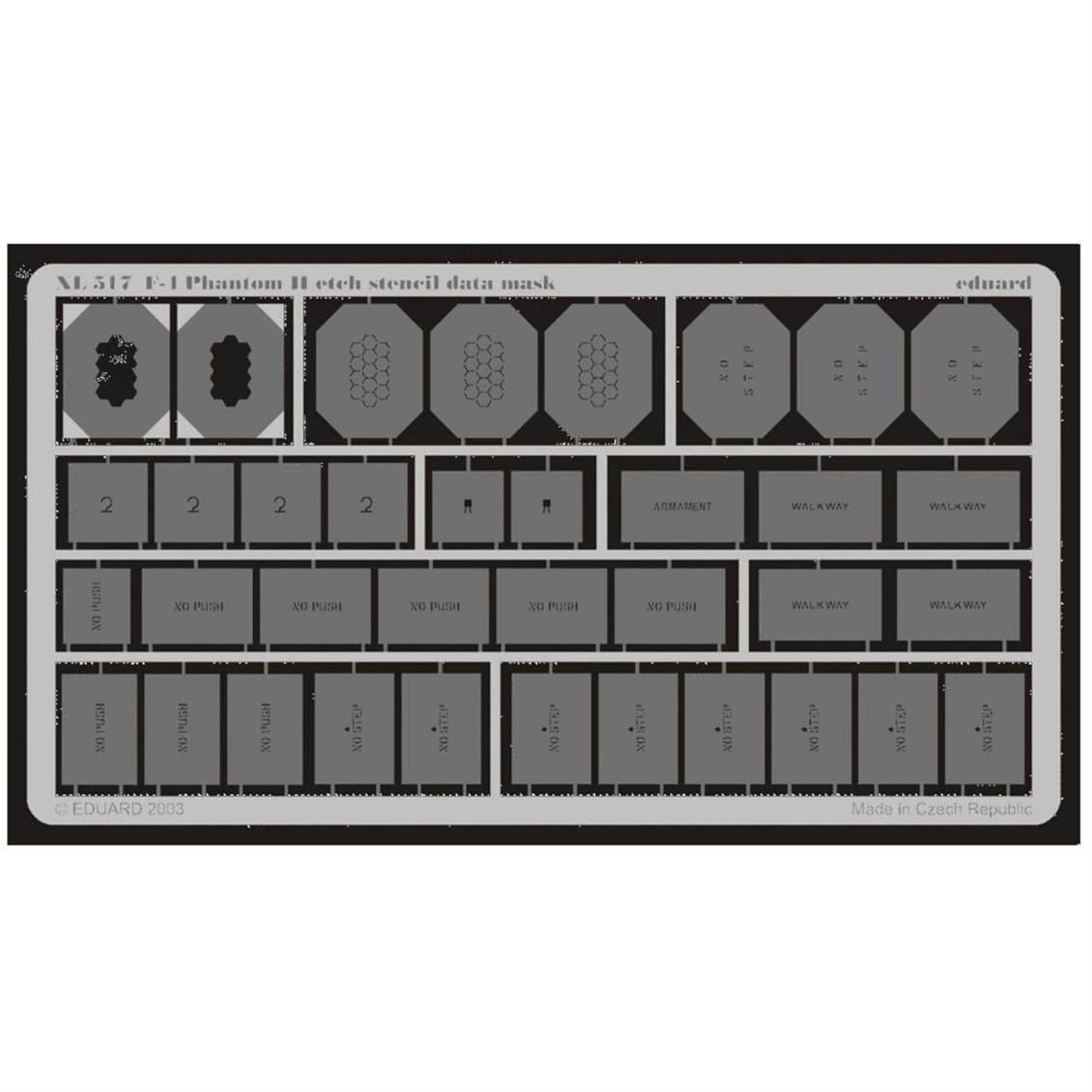 Eduard Xl517 1/32 Ölçek, F-4 Etch Stencil Data Mask -Etch