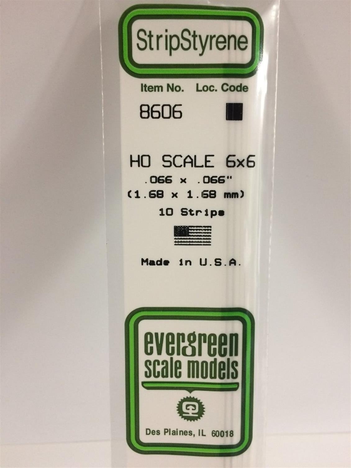 Evergreen 8606 Plastik Çıta-355Mm Boy-1,68X1,68Mm-10 Adet -B