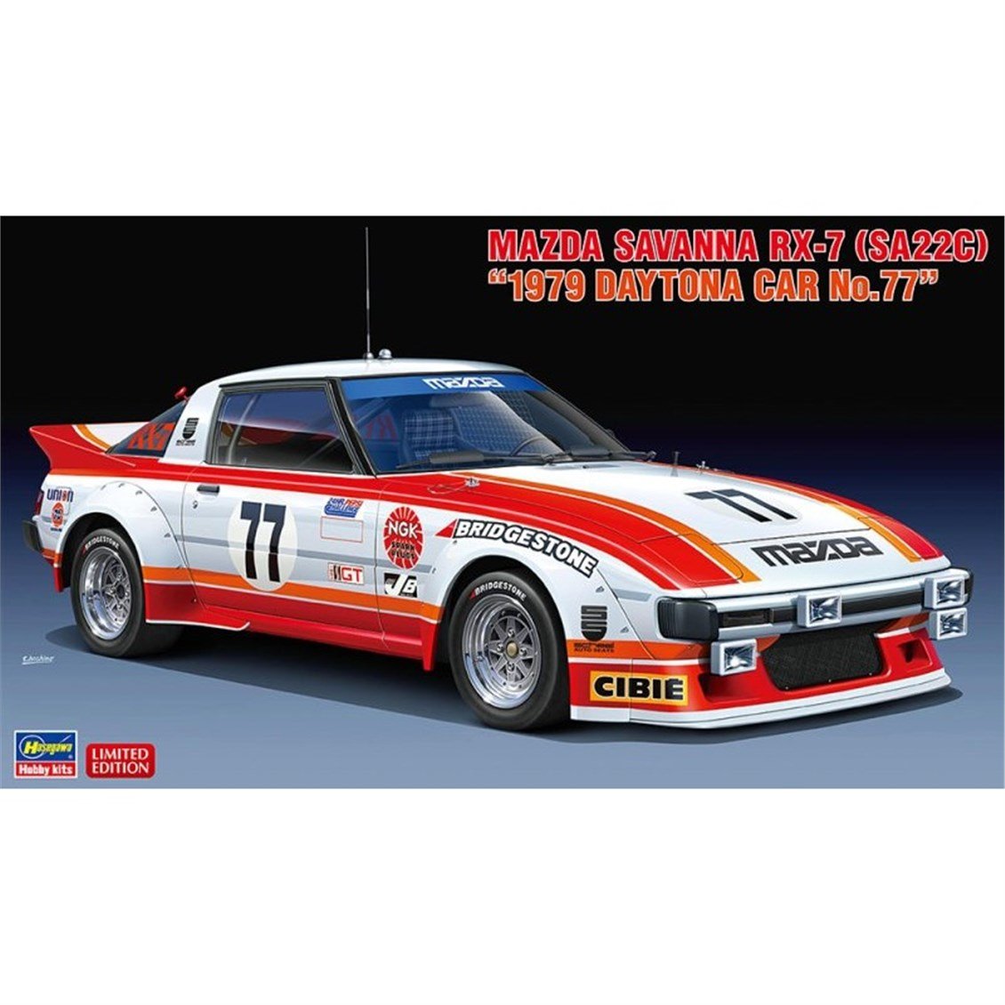 Hasegawa 20587 1/24 Ölçek, Mazda Savanna RX-7 (SA22C) 1979 Daytona Car No.77, Yarış Aracı Plastik Model Kiti