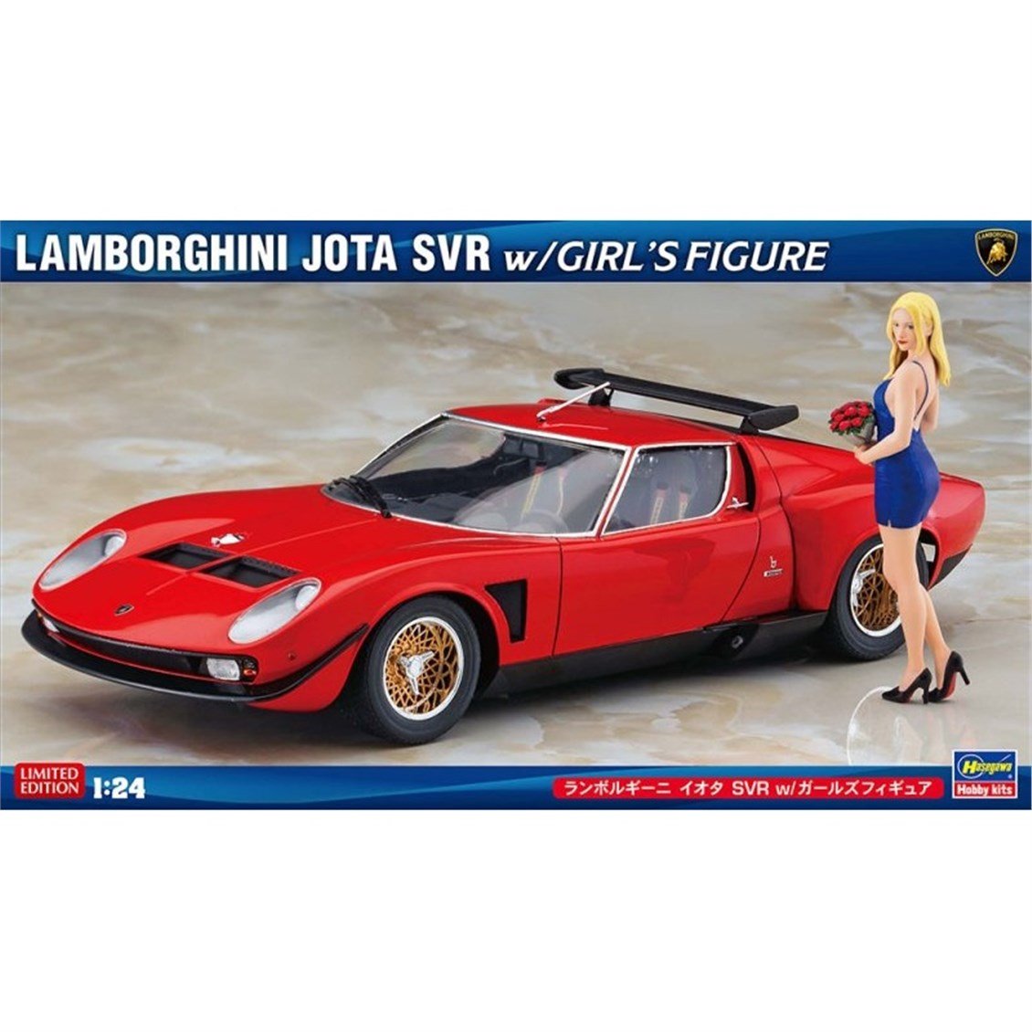 Hasegawa 52479 1/24 Ölçek, Lamborghini Jota SVR ve Kız Figurü, Plastik Model Kiti