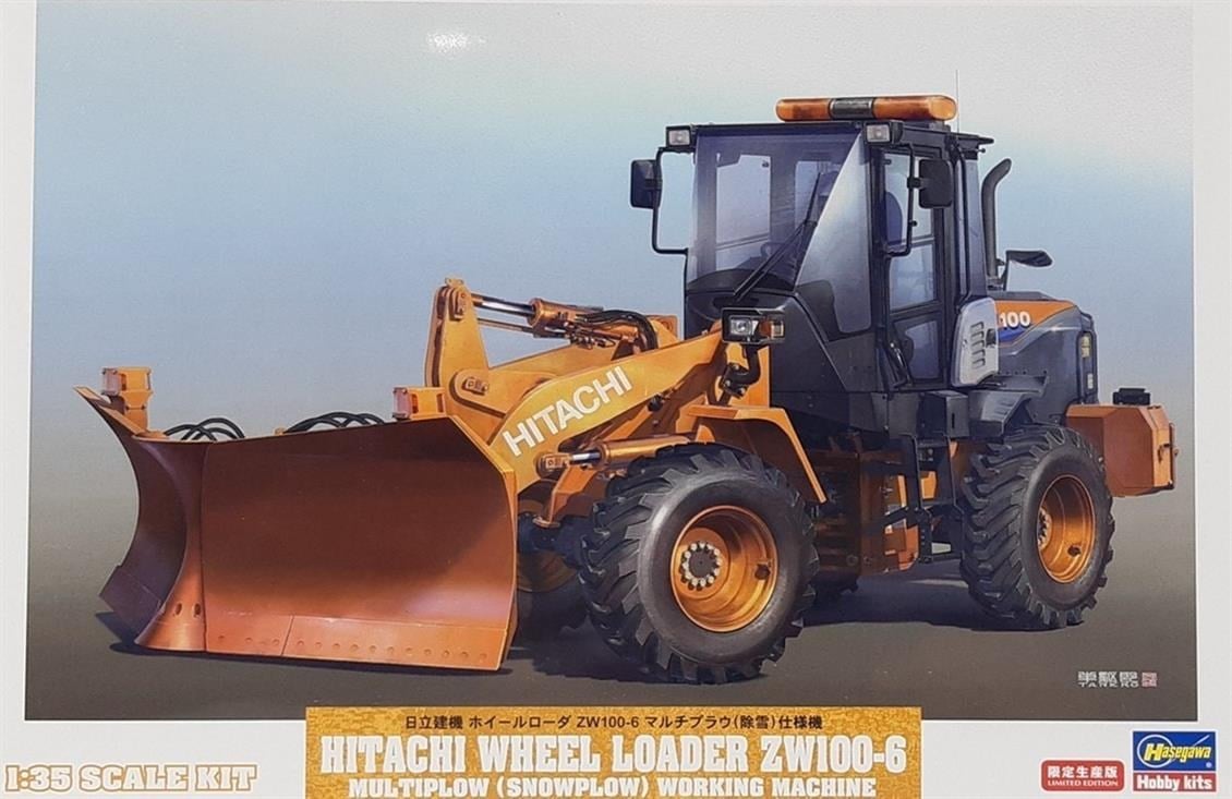 Hasegawa 66102 1/35 Ölçek, Hitachi Kar Küreme Aparatlı Tekerlekli Loader Plastik Model Kiti