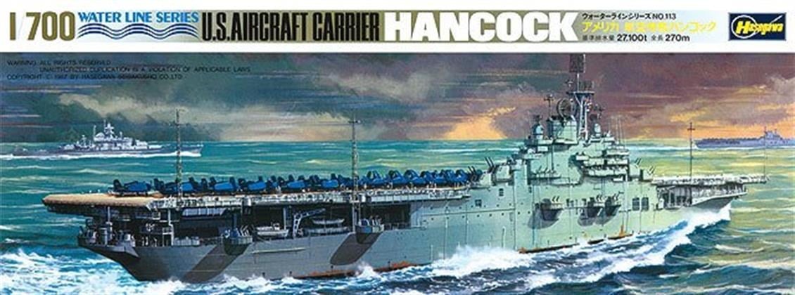 Hasegawa 708 49708 1/700 Ölçek, ABD Hancock Uçak Gemisi (Waterline Serisi), Plastik Model Kiti