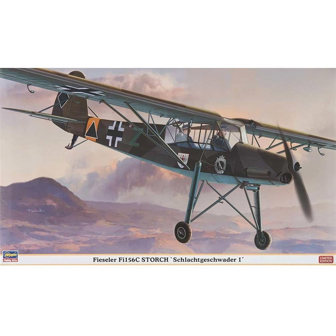 Hasegawa 8250 1/32 Ölçek, Fieseler Fi156C Storch (Schlachtgeschwader 1), Savaş Uçağı (Limited Edition) Plastik Model Kiti