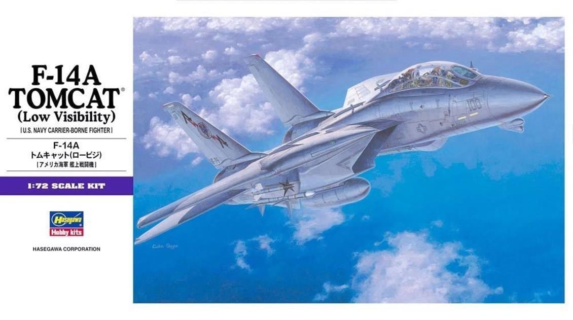 Hasegawa E2 532 1/72 Ölçek, F-14A Tomcat (Low Visibility), Savaş Uçağı Plastik Model Kiti