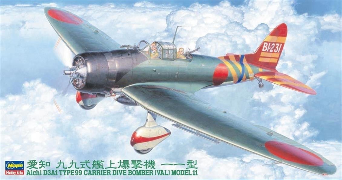 Hasegawa JT55 9055 1/48 Ölçek, Aichi D3A1 Type 99, Savaş Uçağı Plastik Model Kiti