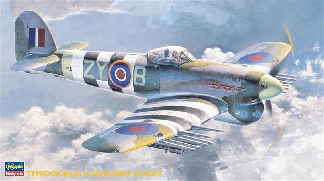 Hasegawa JT60 9060 1/48 Ölçek, Typhoon Mk.IB (Tear Drop Canopy), Savaş Uçağı Plastik Model Kiti