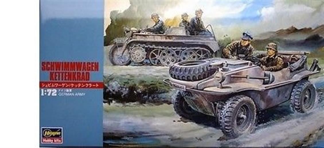 Hasegawa MT13 31113 1/72 Ölçek, Schwimmwagen & Kettenkrad Askeri Araç, Plastik Model Kiti