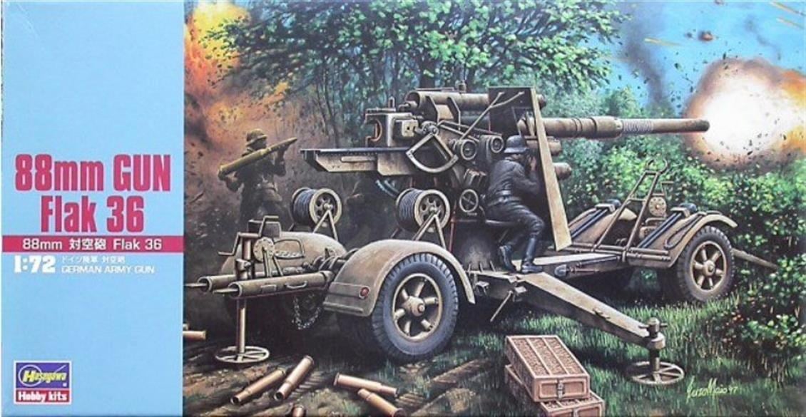 Hasegawa MT38 31138 1/72 Ölçek, 88mm GUN Flak 36 Top Plastik Model Kiti