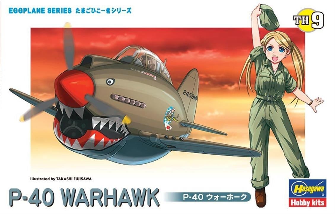 Hasegawa TH9 60119 P-40 Warhawk, Eggplane Serisi Plastik Model Kiti