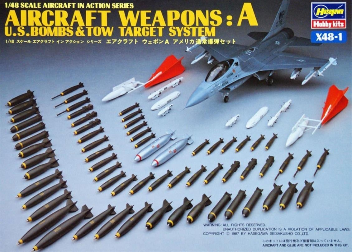 Hasegawa X48-1 36001 1/48 Ölçek, Savaş Uçağı Silahları-A, Plastik Model Kiti