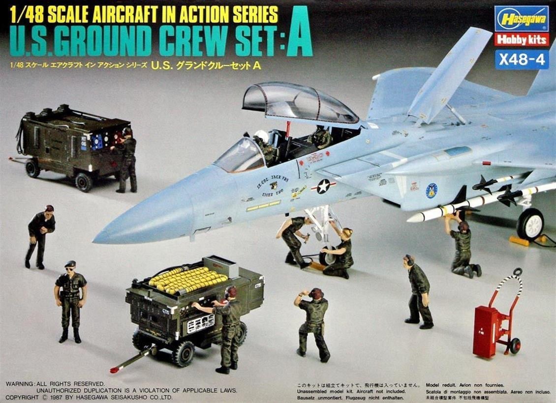 Hasegawa X48-4 36004 1/48 Ölçek, US Havaalanı Zemin Ekibi -A Figürleri, Plastik Model Kiti